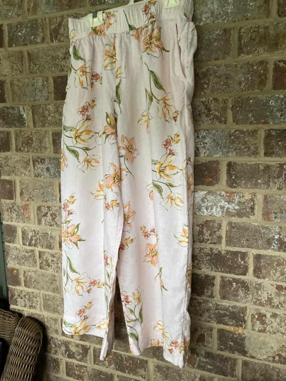 Floral linen wide leg pants Rachel Roy Size M Comfort Knit - Picture 3 of 10